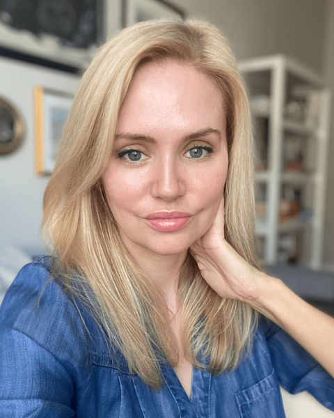 Blonde woman selfie
